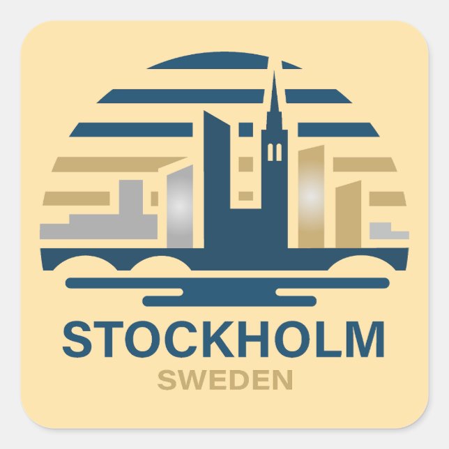 Stockholm Sweden Europe Quadratischer Aufkleber (Vorderseite)