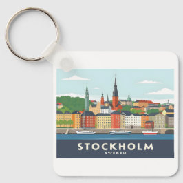 Stockholm Sweden Gamla Stan Pastel Travel Schlüsselanhänger
