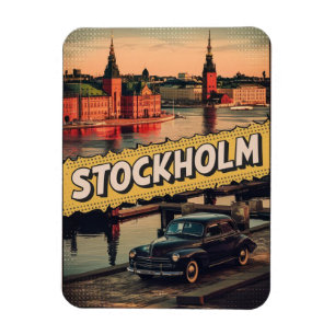 Stockholm Sweden Reise Vintages Comic Geschenke Magnet