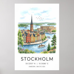 Stockholm Wandkunst-Druck Nordische Uferpromenade Poster