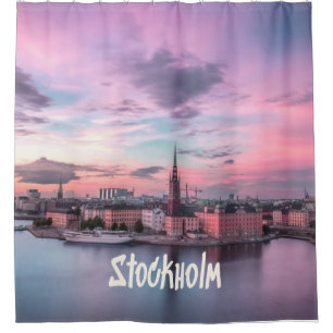 Stockholmer Hauptstadt Schweden Night Skyline Duschvorhang