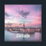 Stockholmer Hauptstadt Schweden Night Skyline Magnet<br><div class="desc">Stockholm Hauptstadt of Sweden Night SkylineSchöner rosa und lila Himmel auf dem Wasser.</div>