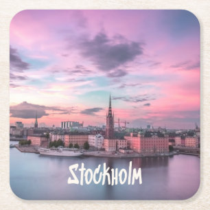 Stockholmer Hauptstadt Schweden Night Skyline Rechteckiger Pappuntersetzer