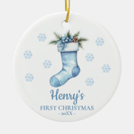 Stocking Personalized Baby's First Christmas Keramik Ornament