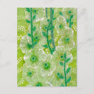 Stockmalve Malven Blumen Grüne Schattierungen Flor Postkarte