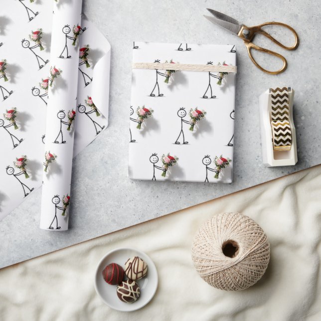 Stockmann mit Rosenstrauß Geschenkpapier (Kunsthandwerk)