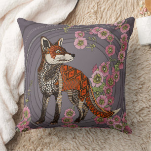 Stockrosen Fuchs Aubergine rosa Kissen