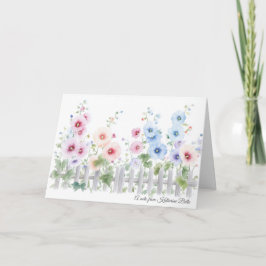 Stockrosen & Rustikale Holzzaun Aquarell  Karte