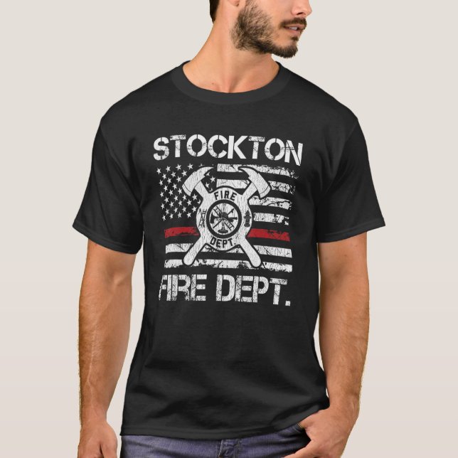 Stockton California Fire Department Thin Red Line T-Shirt (Vorderseite)
