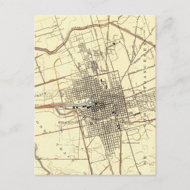 Stockton California Vintag Map Postkarte (Vorderseite)
