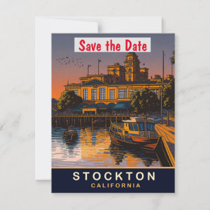 Stockton, Kalifornien, Reise-Postkarte,  Save The Date