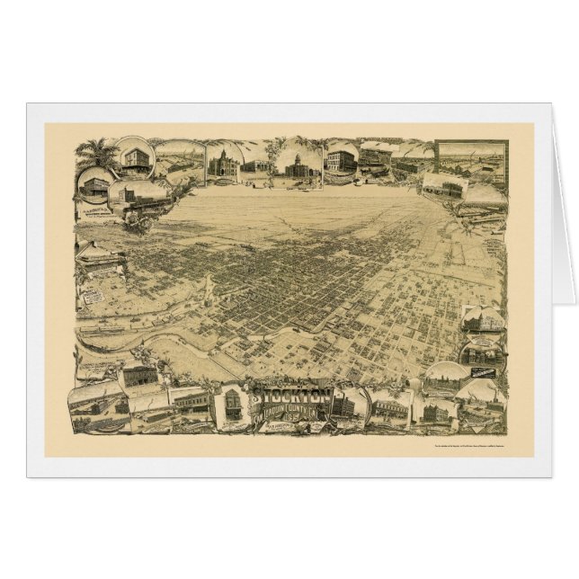 Stockton, panoramische Karte CAs - 1895 (Vorderseite (Horizontal))