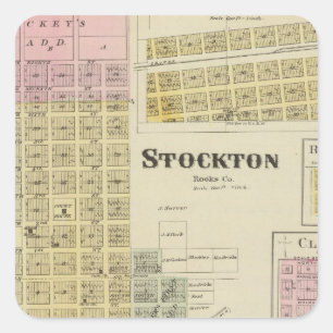 Stockton, Woodston, Felsen-Hafen, Clayton, Kansas Quadratischer Aufkleber