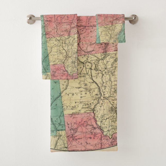 Stoddard's Map of the Adirondack Wilderness, 1883 Badhandtuch Set (Insitu)