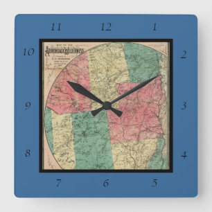 Stoddard's Map of the Adirondack Wilderness, 1883 Quadratische Wanduhr