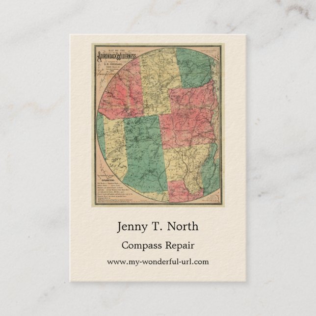 Stoddard's Map of the Adirondack Wilderness, 1883 Visitenkarte (Vorderseite)