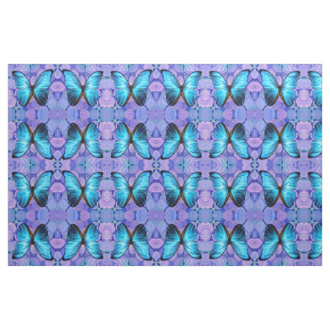 Stoff - Blauer Schmetterling auf Hydrangea (Fat Quarter (45,7 x 55,9 cm))