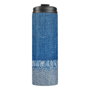 Stoff Blue Jeans Background, Denim Textur Thermosbecher