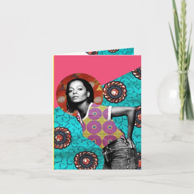 Stoff-Gruß-Karte Diana Rosss afrikanische Karte (Vorderseite)