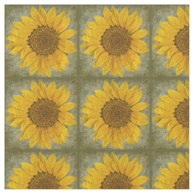 Stoff mit altem Sonnenblumenmuster (Nahaufnahme)