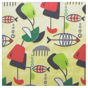 Stoff mit Fischdesign im modernen Stil der Mitte d