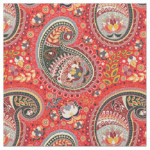 Stoff - rotes Paisleymuster