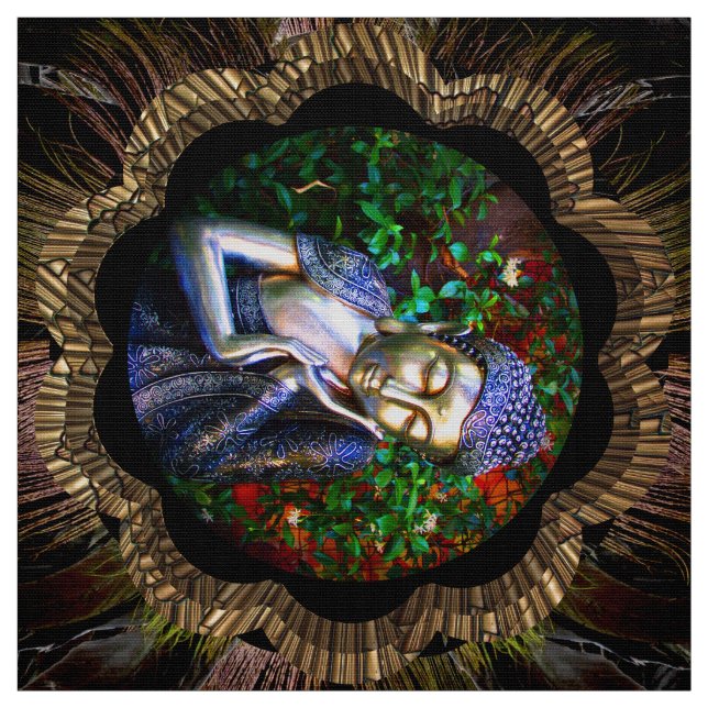 Stoff | Silver Sleeping Buddha Collage (Muster)