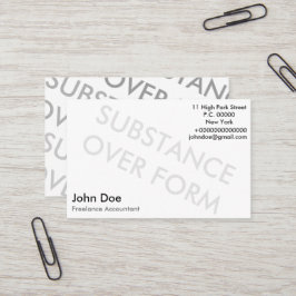 "Stoff über Form" Visitenkarte