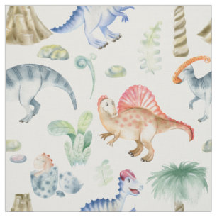 Stoffe mit Aquarell-Dinosauriern für Kinder