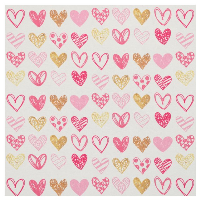 Stoffe - Rosa und goldene Lieben (Muster)