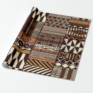 Stoffpatchwork im afrikanischen Stamm abstrakt Geschenkpapier