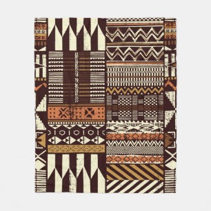 Stoffpatchwork im afrikanischen Stammesstil abstra Fleecedecke