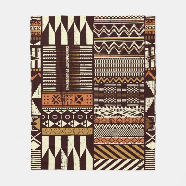 Stoffpatchwork im afrikanischen Stammesstil abstra Fleecedecke (Vorderseite)