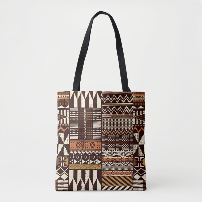 Stoffpatchwork im afrikanischen Stammesstil abstra Tasche (Vorderseite)
