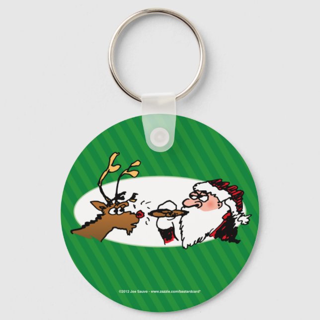 Stogie Santa Funny Cartoon Schlüsselanhänger (Vorderseite)