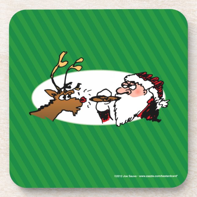 Stogie Santa Funny Cartoon Untersetzer (Vorderseite)