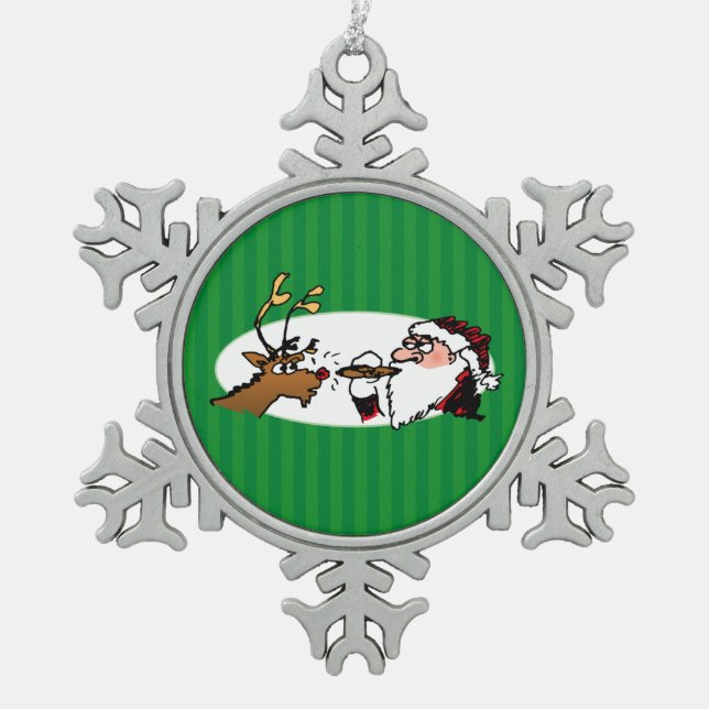Stogie Smoking Santa Funny Green Striping Ornament (Vorderseite)