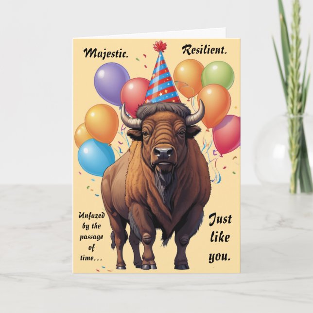 Stoic Bison Birthday Wisdom Karte (Vorderseite)
