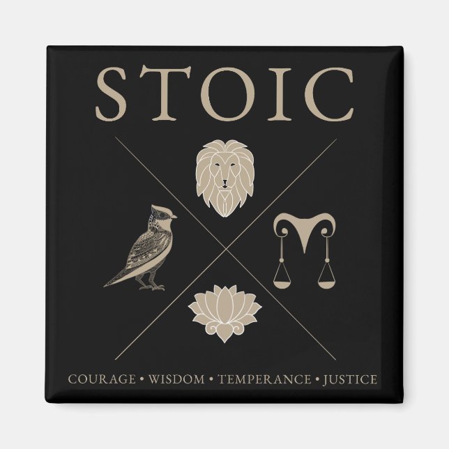Stoische Tugenden, Mut, Weisheit, Temperanz, Gerec Magnet (Vorne)