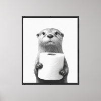 Stoischer Otter hält Toilettenpapierrolle Schwarz