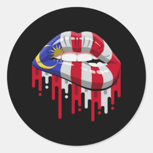 Stolperflagge für Malaysia Lips Runder Aufkleber