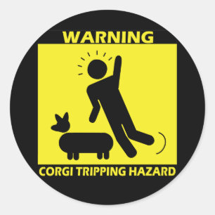 Stolpernd Gefahr - Corgi Runder Aufkleber
