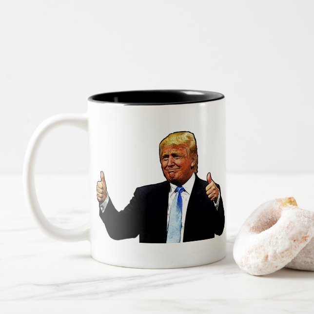 Stolpersteine - Donald Trump Zweifarbige Tasse (Mit Donut)