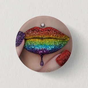 Stolz Abzeichen - Regenbogen Lippenstift Lesbe Button
