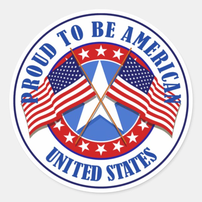 Stolz als Amerikaner Runder Aufkleber (Vorderseite)