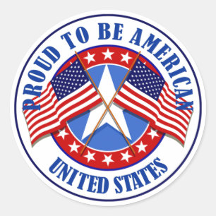 Stolz als Amerikaner Runder Aufkleber