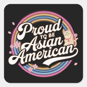 Stolz als asiatisches Amerika Quadratischer Aufkleber