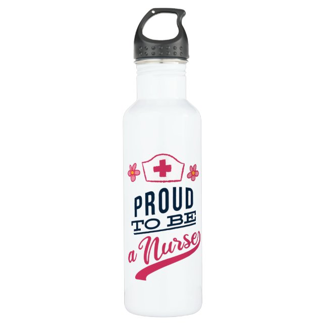 Stolz als Krankenschwester Edelstahlflasche (Vorderseite)