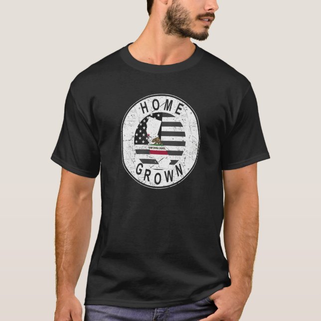Stolz America State Flag US Zuhause Grown Californ T-Shirt (Vorderseite)