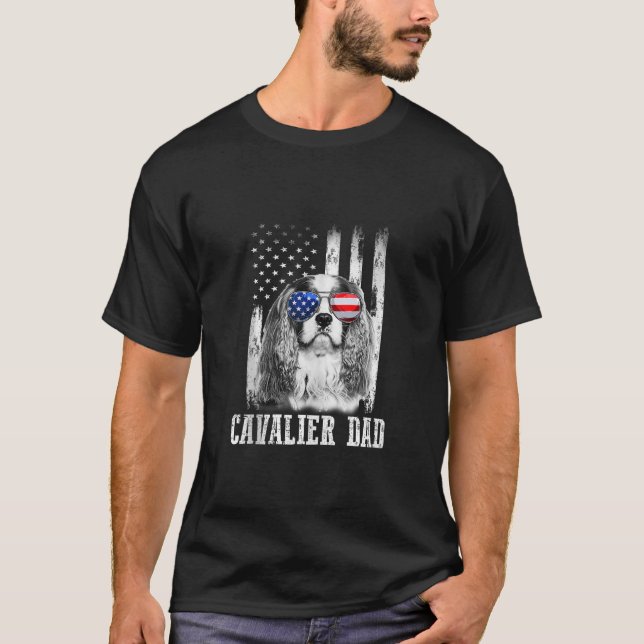 Stolz American Cavalier Flag Funny Dog Vater Mama  T-Shirt (Vorderseite)